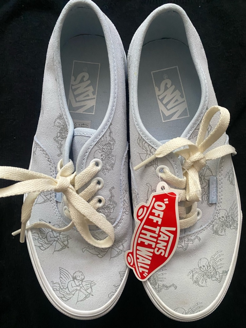 Vans Light Blue Canvas Low-Top Sneakers with Cream Laces